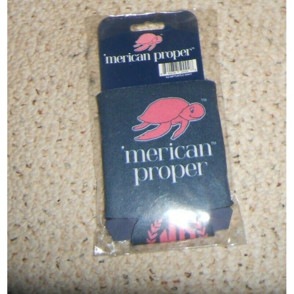 Simply Southern 'Merican Proper Beer Can Koozie Sleeve Teal Pink Sea Turtle NEW